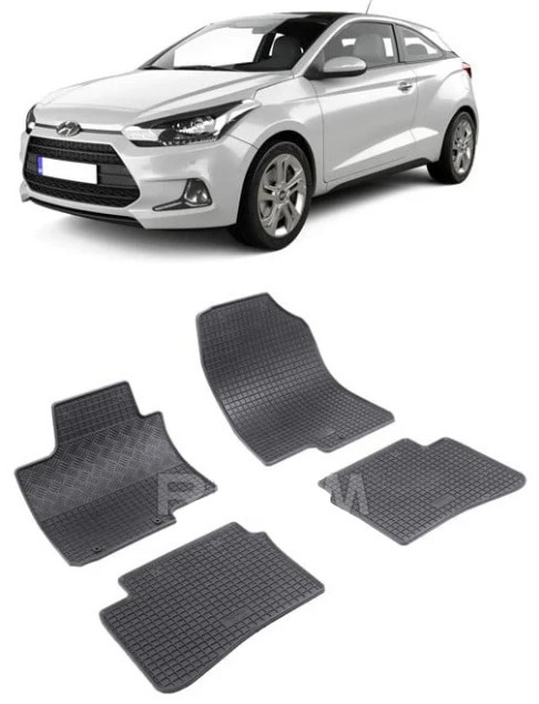 Hyundai I20 II, Hatchback, fabricat din 12.2014 - 07.2020, set covorase auto dedicate, din cauciuc 100% Premium