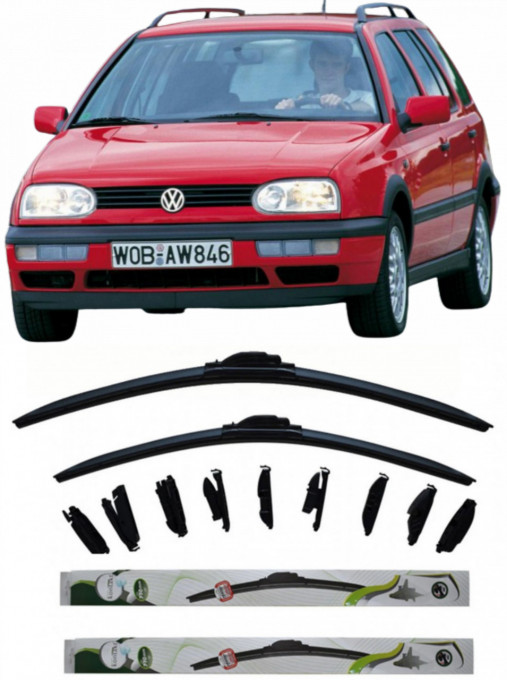 Set 2 stergatoare MultiAdapter 53cm/48cm compatibile cu Volkswagen GOLF III Variant (1H5) (1993-1999) (53 cm/48 cm)