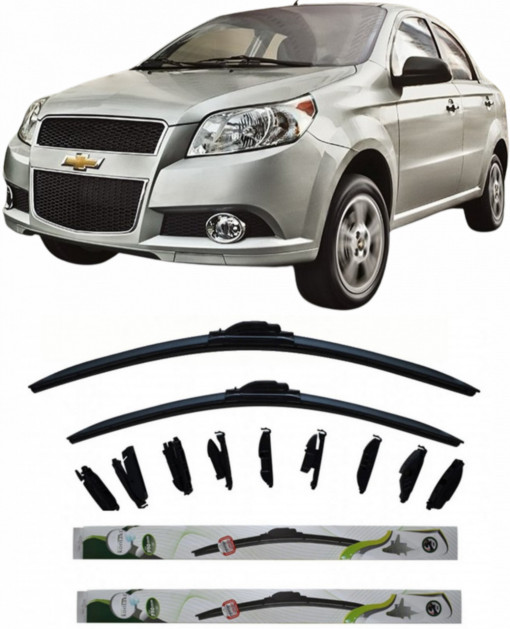 Set 2 stergatoare MultiAdapter 65cm/38cm compatibile cu Chevrolet AVEO Saloon (T300) (2011-2015) (65 cm/38 cm)
