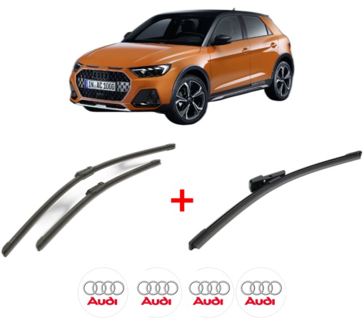 Set 3 stergatoare AUDI A1 City Carver (GBH) din 2019 - 2022, pentru parbriz si luneta fata si spate auto, Bosch Aerotwin, din cauciuc siliconat rezistent, 4 Stickere Auto AUDI