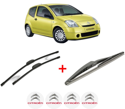 Set 3 stergatoare CITROEN C2 ENTERPRISE (JG_) din 2003 - 2009, pentru parbriz si luneta fata si spate auto, Bosch Twin, din cauciuc siliconat rezistent, 4 Stickere Auto CITROEN