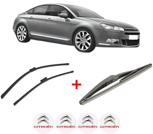 Set 3 stergatoare CITROEN C5 III (RD_) din 2008 - 2014, pentru parbriz si luneta fata si spate auto, Bosch Twin, din cauciuc siliconat rezistent, 4 Stickere Auto CITROEN