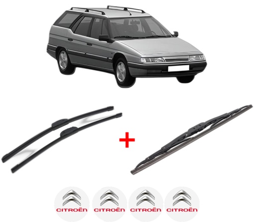 Set 3 stergatoare CITROEN XM Break (Y3) din 1990 - 1994, pentru parbriz si luneta fata si spate auto, Bosch Twin, din cauciuc siliconat rezistent, 4 Stickere Auto CITROEN