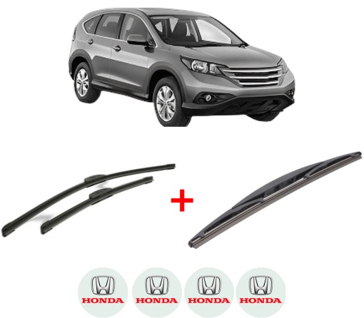 Set 3 stergatoare HONDA CR-V IV (RM_) din 2012 - 2015, pentru parbriz si luneta fata si spate auto, Bosch Twin, din cauciuc siliconat rezistent, 4 Stickere Auto HONDA