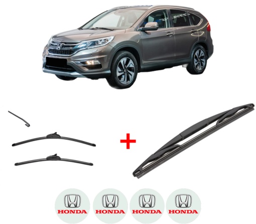 Set 3 stergatoare HONDA CR-V V (RW_, RT_) din 2016 - 2023, pentru parbriz si luneta fata si spate auto, Valeo Silencio, din cauciuc siliconat rezistent, 4 Stickere Auto HONDA