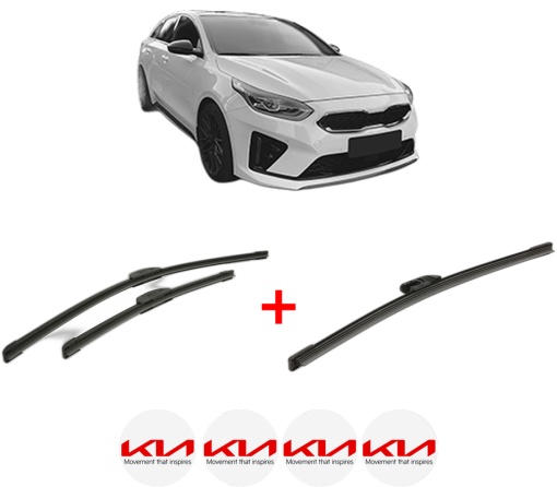 Set 3 stergatoare KIA PROCEED Combi Van (CD) din 2018 - 2020, pentru parbriz si luneta fata si spate auto, Bosch Aerotwin, din cauciuc siliconat rezistent, 4 Stickere Auto KIA