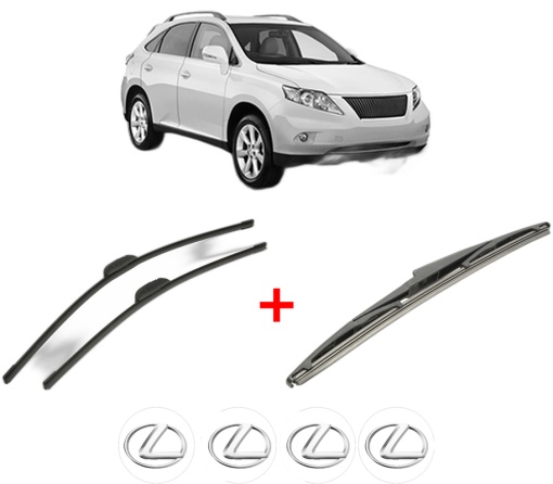 Set 3 stergatoare LEXUS RX (_L1_) din 2008 - 2015, pentru parbriz si luneta fata si spate auto, Bosch Twin, din cauciuc siliconat rezistent, 4 Stickere Auto LEXUS