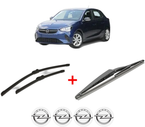 Set 3 stergatoare OPEL CORSA F Hatchback Van din 2019, pentru parbriz si luneta fata si spate auto, Bosch Twin, din cauciuc siliconat rezistent, 4 Stickere Auto OPEL