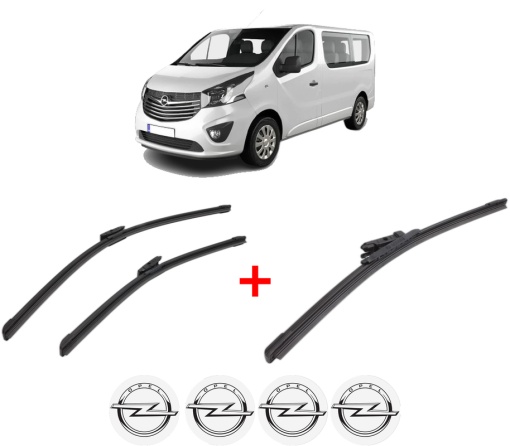 Set 3 stergatoare OPEL VIVARO B Bus (X82) din 2014 - 2019, pentru parbriz si luneta fata si spate auto, Bosch Aerotwin, din cauciuc siliconat rezistent, 4 Stickere Auto OPEL