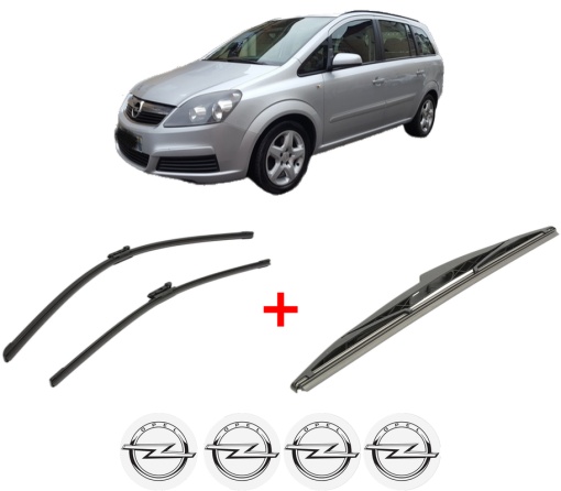 Set 3 stergatoare OPEL ZAFIRA B Box Body/MPV (A05) din 2005 - 2015, pentru parbriz si luneta fata si spate auto, Bosch Twin, din cauciuc siliconat rezistent, 4 Stickere Auto OPEL