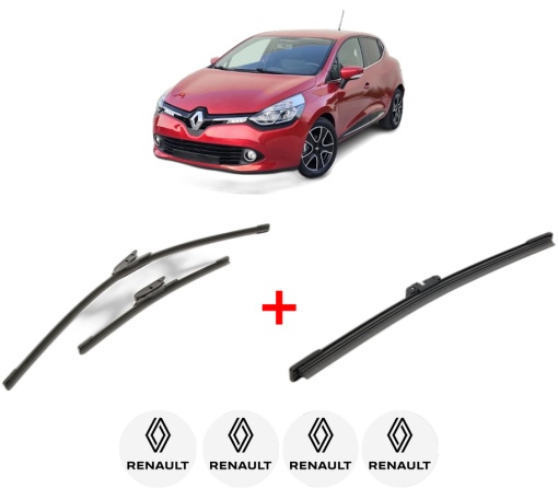 Set 3 stergatoare RENAULT CLIO IV Hatchback Van (BH_) din 2014 - 2021, pentru parbriz si luneta fata si spate auto, Bosch Aerotwin, din cauciuc siliconat rezistent, 4 Stickere Auto RENAULT