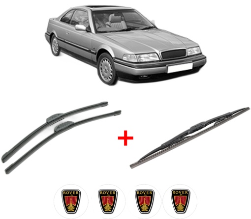 Set 3 stergatoare ROVER 800 Coupe din 1992 - 1999, pentru parbriz si luneta fata si spate auto, Bosch Twin, din cauciuc siliconat rezistent, 4 Stickere Auto ROVER