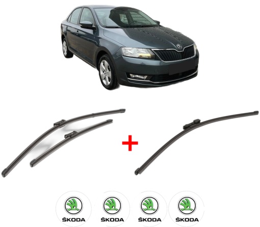 Set 3 stergatoare SKODA RAPID (NH3, NK3, NK6) din 2012 - 2022, pentru parbriz si luneta fata si spate auto, Valeo Silencio Xtrm, din cauciuc siliconat rezistent, 4 Stickere Auto SKODA