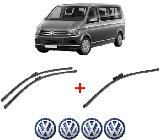 Set 3 stergatoare Volkswagen MULTIVAN T6 (SGF, SGM, SGN, SHM, SHN) din 2015 - 2024, pentru parbriz si luneta fata si spate auto, Valeo Silencio Xtrm, din cauciuc siliconat rezistent, 4 Stickere Auto VW