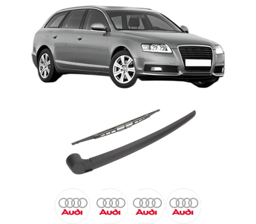 Set brat stergator spate cu lamela pentru AUDI A6 C6 Avant (4F5) din 2004-2011, pentru spate, din cauciuc siliconat rezistent, 4 stickere auto AUDI