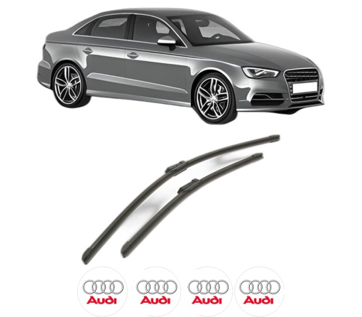 Set stergatoare AUDI A3 Limousine (8VS, 8VM) din 2013-2020, pentru parbriz auto, 2 bucati, Bosch Aerotwin, din cauciuc siliconat rezistent, 4 Stickere Auto AUDI