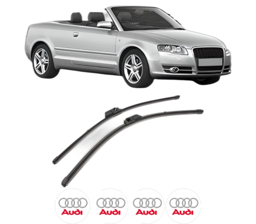 Set stergatoare AUDI A4 B6 Convertible (8H7) din 2002-2005, pentru parbriz auto, 2 bucati, Valeo Silencio Xtrm, din cauciuc siliconat rezistent, 4 Stickere Auto AUDI