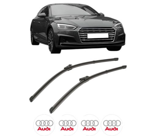 Set stergatoare AUDI A5 (F53, F5P) din 2016-2024, pentru parbriz auto, 2 bucati, Valeo Silencio Xtrm, din cauciuc siliconat rezistent, 4 Stickere Auto AUDI