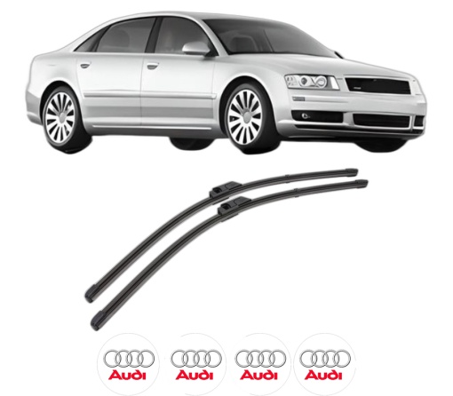 Set stergatoare AUDI A8 D3 (4E2, 4E8) din 2002-2010, pentru parbriz auto, 2 bucati, Valeo Silencio Xtrm, din cauciuc siliconat rezistent, 4 Stickere Auto AUDI