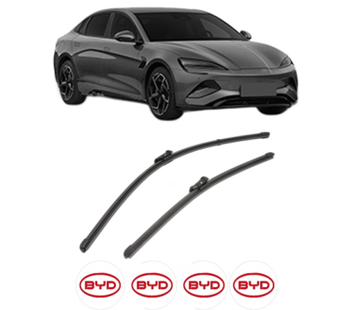 Set stergatoare BYD SEAL U din 2024, pentru parbriz auto, 2 bucati, Valeo Silencio Xtrm, din cauciuc siliconat rezistent, 4 Stickere Auto BYD