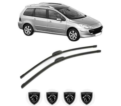 Set stergatoare PEUGEOT 307 SW (3H) din 2002-2009, pentru parbriz auto, 2 bucati, Bosch Aerotwin Retrofit, din cauciuc siliconat rezistent, 4 Stickere Auto PEUGEOT