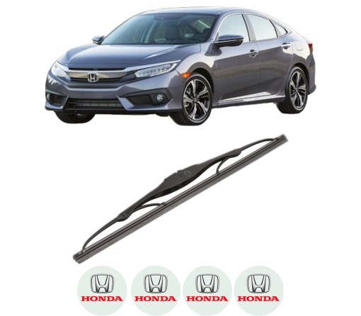 Stergator lamela spate HONDA CIVIC X Hatchback (FC_, FK_) din 2017 - 2022, pentru luneta auto, Valeo Silencio, din cauciuc siliconat rezistent, 4 Stickere Auto HONDA