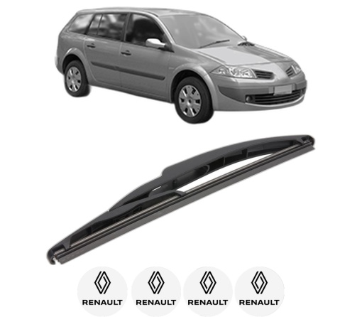 Stergator lamela spate RENAULT MEGANE II Estate Van (KM_) din 2003 - 2009, pentru luneta auto, Valeo Silencio, din cauciuc siliconat rezistent, 4 Stickere Auto RENAULT