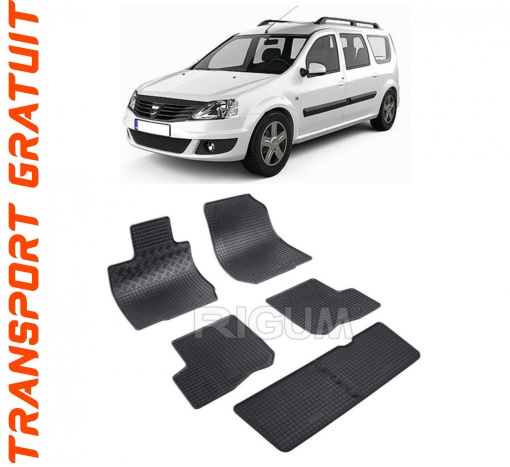 Dacia Logan I Mcv, Combi, fabricat din 01.2007 - 08.2013, 7 Locuri, set covorase auto dedicate, din cauciuc 100% Premium