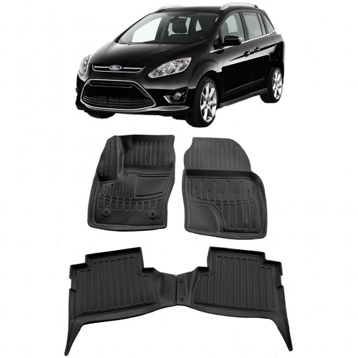 Ford C-Max (Exceptie Hybrid) (2010-2019) Set covorase auto cauciuc G.Modern Line 3D