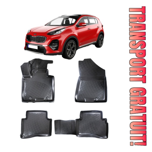 Kia Sportage IV 2015-2021 Set 4 covorase auto din cauciuc tip tavita premium line 3D - Img 1