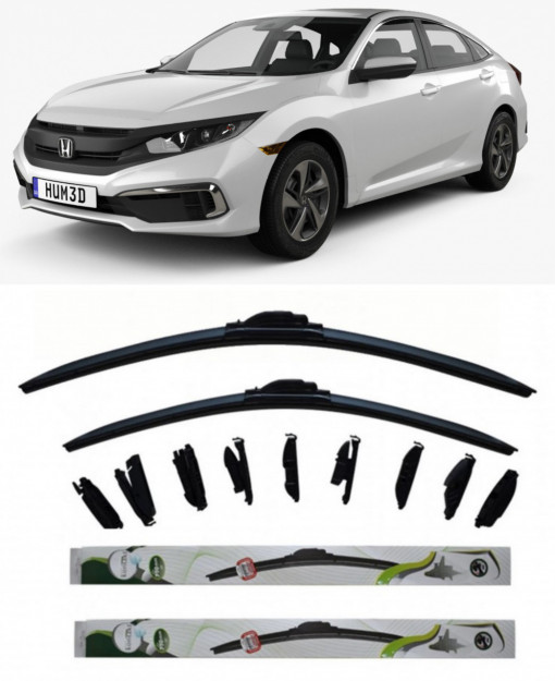 Set 2 stergatoare Kontakt Multi Adapter 60 cm/53 cm compatibile cu Honda Civic X Hatchback (Fc_, Fk_) din 2017-2022 (60 cm/53 cm)