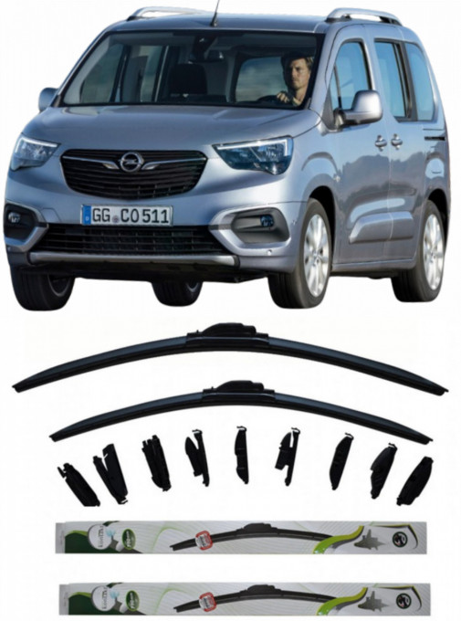 Set 2 stergatoare Kontakt Multi Adapter 65 cm/45 cm compatibile cu Opel Combo E Tour / Life (K9) din 2018 (65 cm/45 cm)