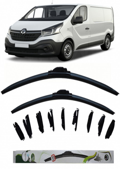 Set 2 stergatoare Kontakt Multi Adapter 65 cm/48 cm compatibile cu Renault Trafic Iii Van (Fg_) din 2014 (65 cm/48 cm)