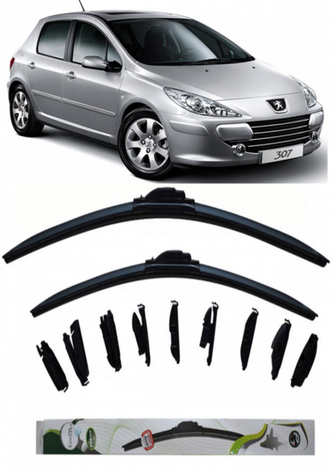 Set 2 stergatoare Kontakt Multi Adapter 71 cm/71 cm compatibile cu Peugeot 307 Saloon din 2006-2012 (71 cm/71 cm)