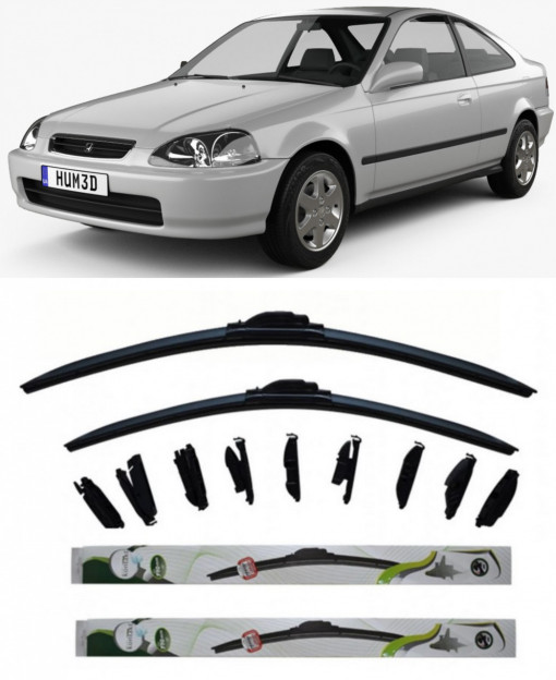 Set 2 stergatoare Multi Adapter 60/48 cm compatibile cu Honda Civic 7 VII(2000-2006) (53 cm/48 cm)