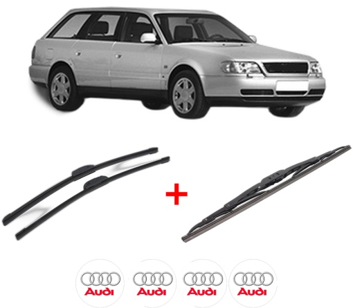 Set 3 stergatoare AUDI A6 C4 Avant (4A5) din 1994 - 1997, pentru parbriz si luneta fata si spate auto, Bosch Twin, din cauciuc siliconat rezistent, 4 Stickere Auto AUDI
