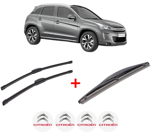 Set 3 stergatoare CITROEN C4 AIRCROSS din 2012, pentru parbriz si luneta fata si spate auto, Bosch Twin, din cauciuc siliconat rezistent, 4 Stickere Auto CITROEN