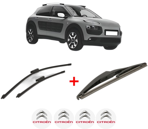 Set 3 stergatoare CITROEN C4 CACTUS din 2014 - 2018, pentru parbriz si luneta fata si spate auto, Bosch Twin, din cauciuc siliconat rezistent, 4 Stickere Auto CITROEN
