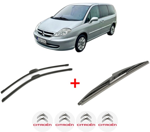 Set 3 stergatoare CITROEN C8 Van (EA_, EB_) din 2003 - 2011, pentru parbriz si luneta fata si spate auto, Bosch Twin, din cauciuc siliconat rezistent, 4 Stickere Auto CITROEN