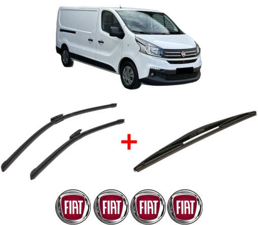 Set 3 stergatoare FIAT TALENTO Bus (296_) din 2016, pentru parbriz si luneta fata si spate auto, Bosch Twin, din cauciuc siliconat rezistent, 4 Stickere Auto FIAT