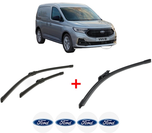 Set 3 stergatoare FORD TRANSIT CONNECT V761 Box Body/MPV (SKN) din 2024 - 2024, pentru parbriz si luneta fata si spate auto, Bosch Aerotwin, din cauciuc siliconat rezistent, 4 Stickere Auto FORD