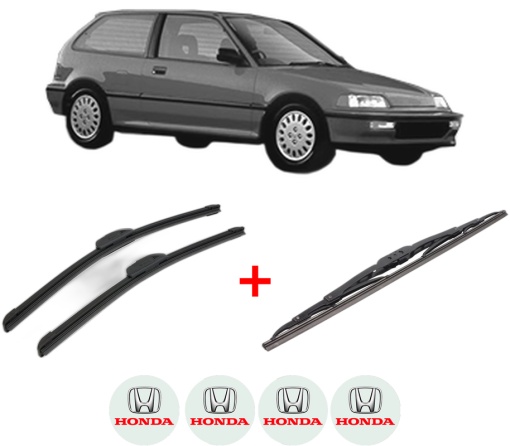 Set 3 stergatoare HONDA CIVIC IV Hatchback (EC, ED, EE, EF) din 1987 - 1991, pentru parbriz si luneta fata si spate auto, Bosch Twin, din cauciuc siliconat rezistent, 4 Stickere Auto HONDA