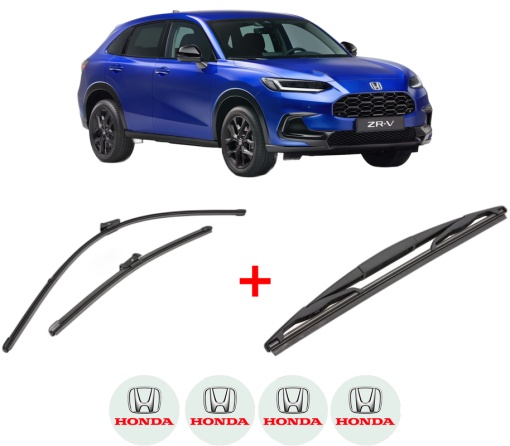Set 3 stergatoare HONDA ZR-V din 2023, pentru parbriz si luneta fata si spate auto, Valeo Silencio, din cauciuc siliconat rezistent, 4 Stickere Auto HONDA