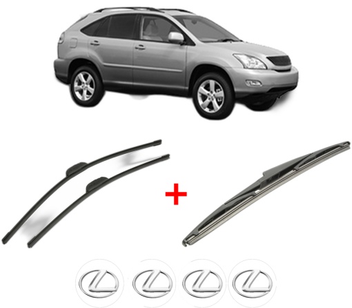 Set 3 stergatoare LEXUS RX (_U3_) din 2003 - 2008, pentru parbriz si luneta fata si spate auto, Bosch Twin, din cauciuc siliconat rezistent, 4 Stickere Auto LEXUS