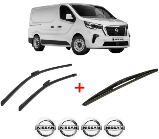 Set 3 stergatoare NISSAN PRIMASTAR Van (X82) din 2021, pentru parbriz si luneta fata si spate auto, Bosch Twin, din cauciuc siliconat rezistent, 4 Stickere Auto NISSAN