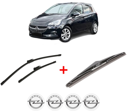 Set 3 stergatoare OPEL CORSA E Hatchback Van (X15) din 2014, pentru parbriz si luneta fata si spate auto, Bosch Twin, din cauciuc siliconat rezistent, 4 Stickere Auto OPEL