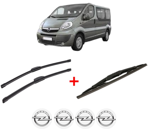 Set 3 stergatoare OPEL VIVARO A Bus (X83) din 2001 - 2014, pentru parbriz si luneta fata si spate auto, Bosch Twin, din cauciuc siliconat rezistent, 4 Stickere Auto OPEL