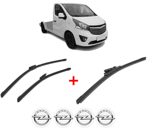 Set 3 stergatoare OPEL VIVARO B Platform/Chassis (X82) din 2014 - 2019, pentru parbriz si luneta fata si spate auto, Bosch Aerotwin, din cauciuc siliconat rezistent, 4 Stickere Auto OPEL