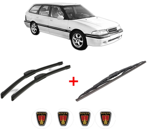 Set 3 stergatoare ROVER 400 Tourer (XW) din 1993 - 1998, pentru parbriz si luneta fata si spate auto, Bosch Twin, din cauciuc siliconat rezistent, 4 Stickere Auto ROVER