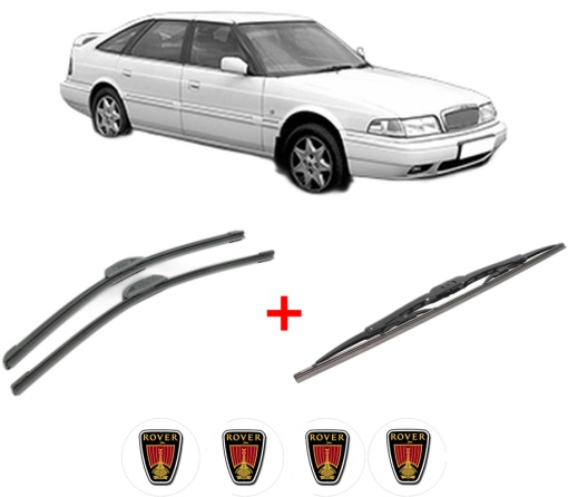Set 3 stergatoare ROVER 800 Hatchback (XS) din 1988 - 1999, pentru parbriz si luneta fata si spate auto, Bosch Twin, din cauciuc siliconat rezistent, 4 Stickere Auto ROVER